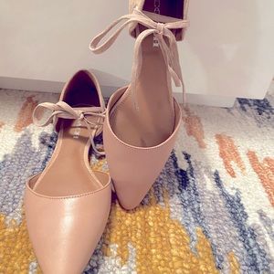 Coach flats with suede ankle ties